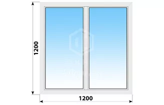 Двухстворчатое пластиковое окно 1200x1200 Г-Г